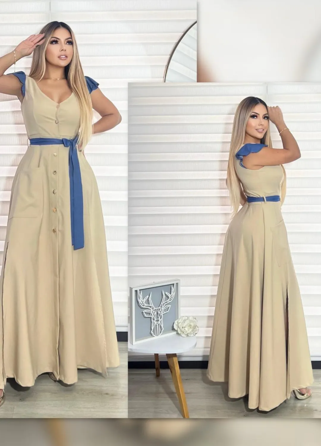 Vestido Largo Lino Esencia Clásica - Imagen 2