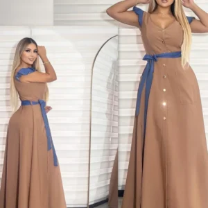 Vestido Largo Lino Esencia Clásica